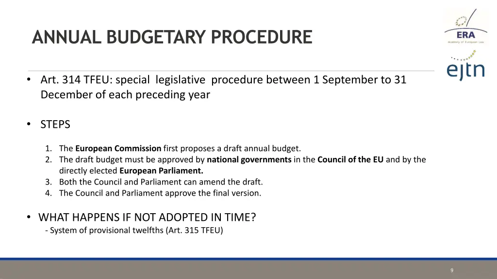 annual budgetary procedure