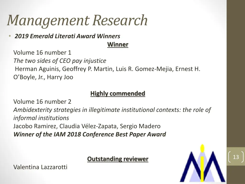 management research 2019 emerald literati award