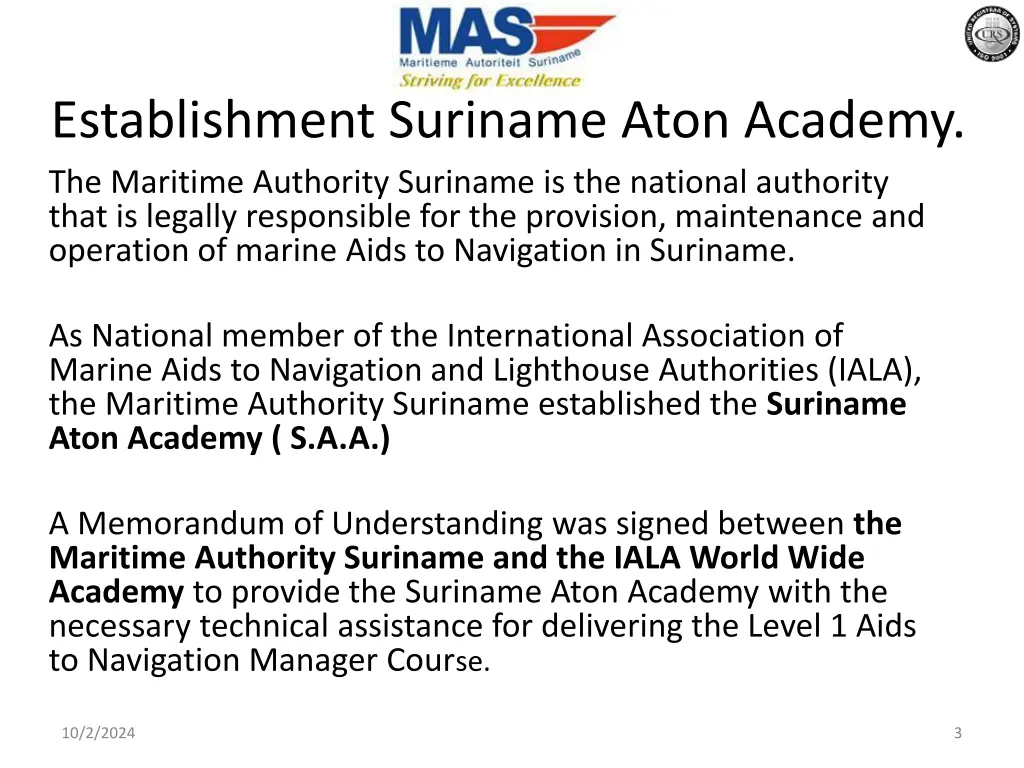 establishment suriname aton academy the maritime