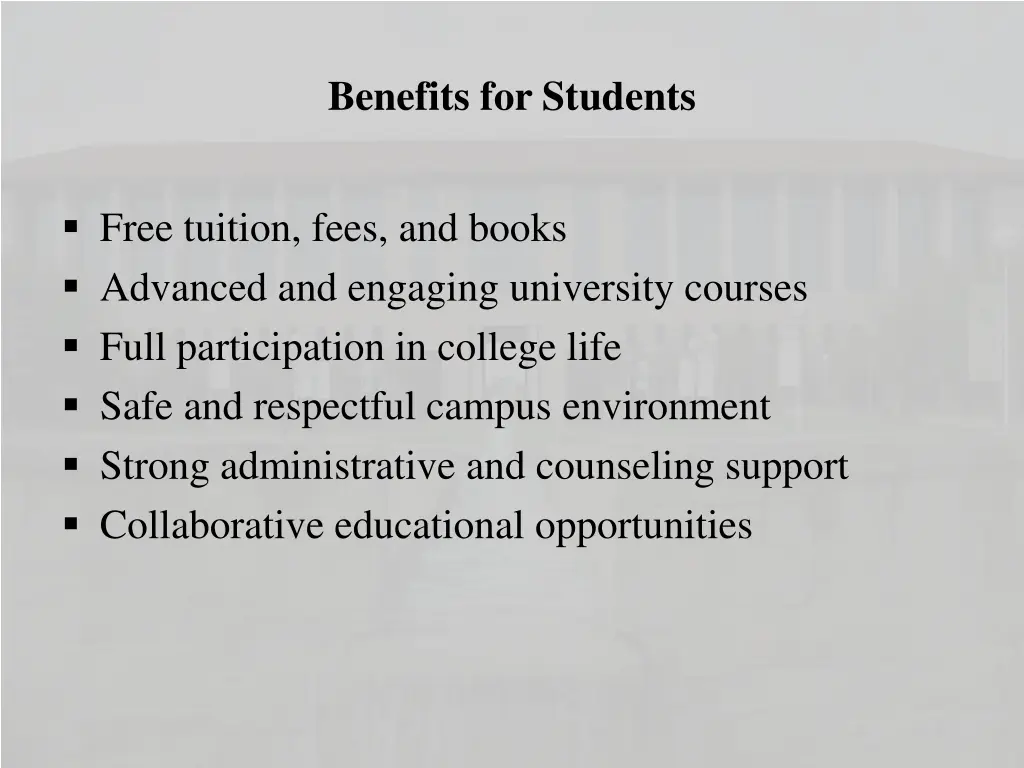 benefits for students