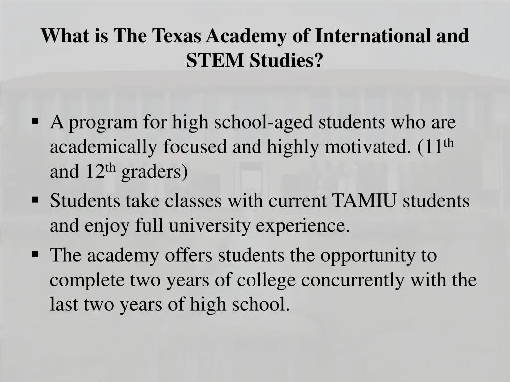 what is the texas academy of international