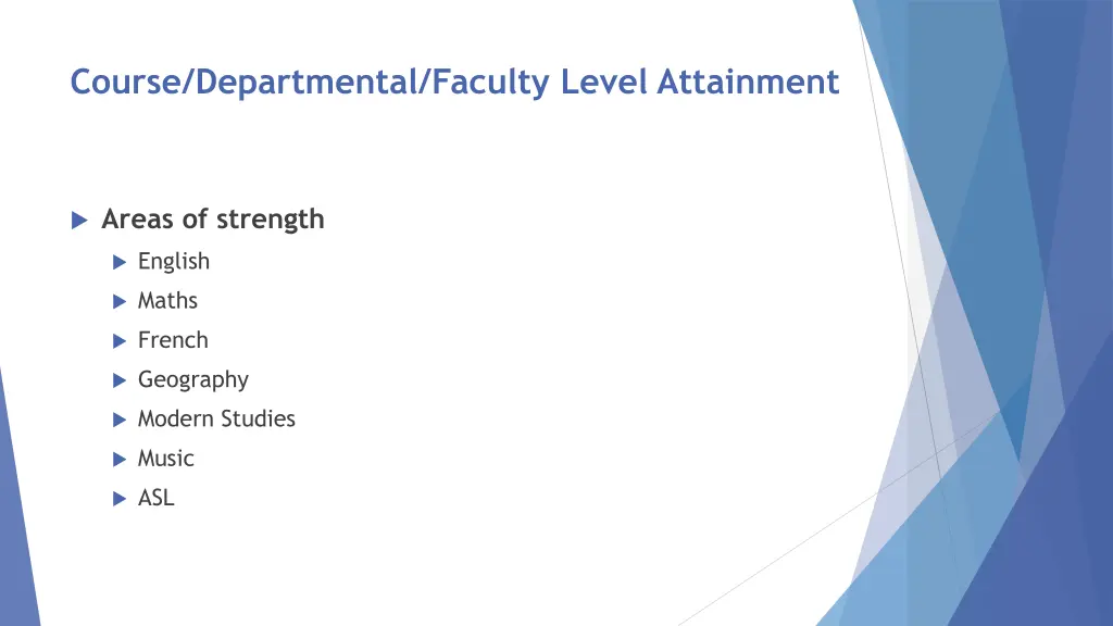 course departmental faculty level attainment