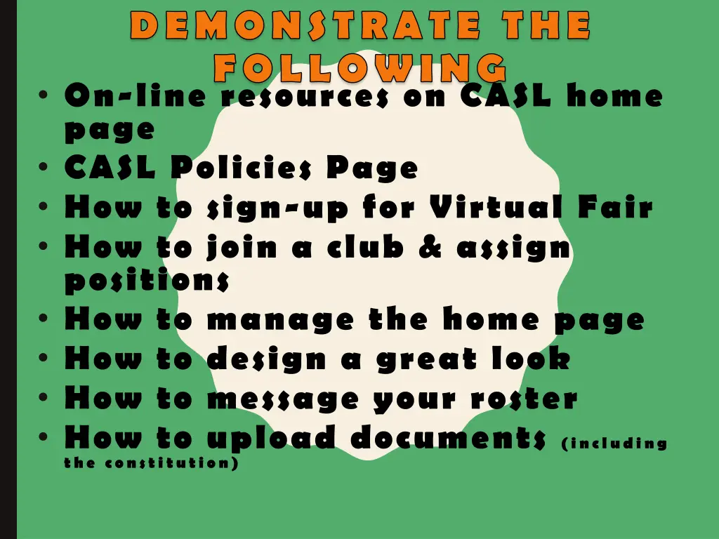 demonstrate the following on line resources