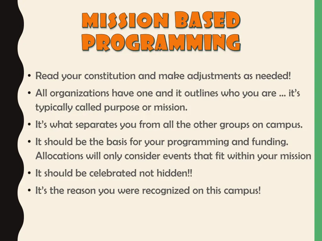 mission based programming programming