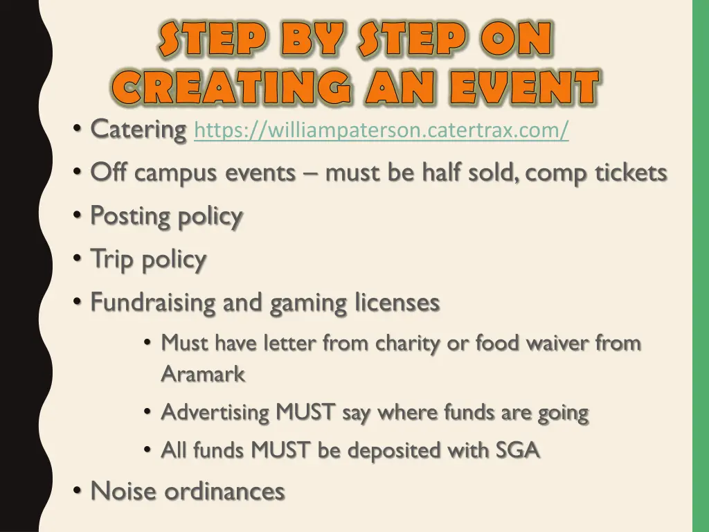 step by step on creating an event catering https