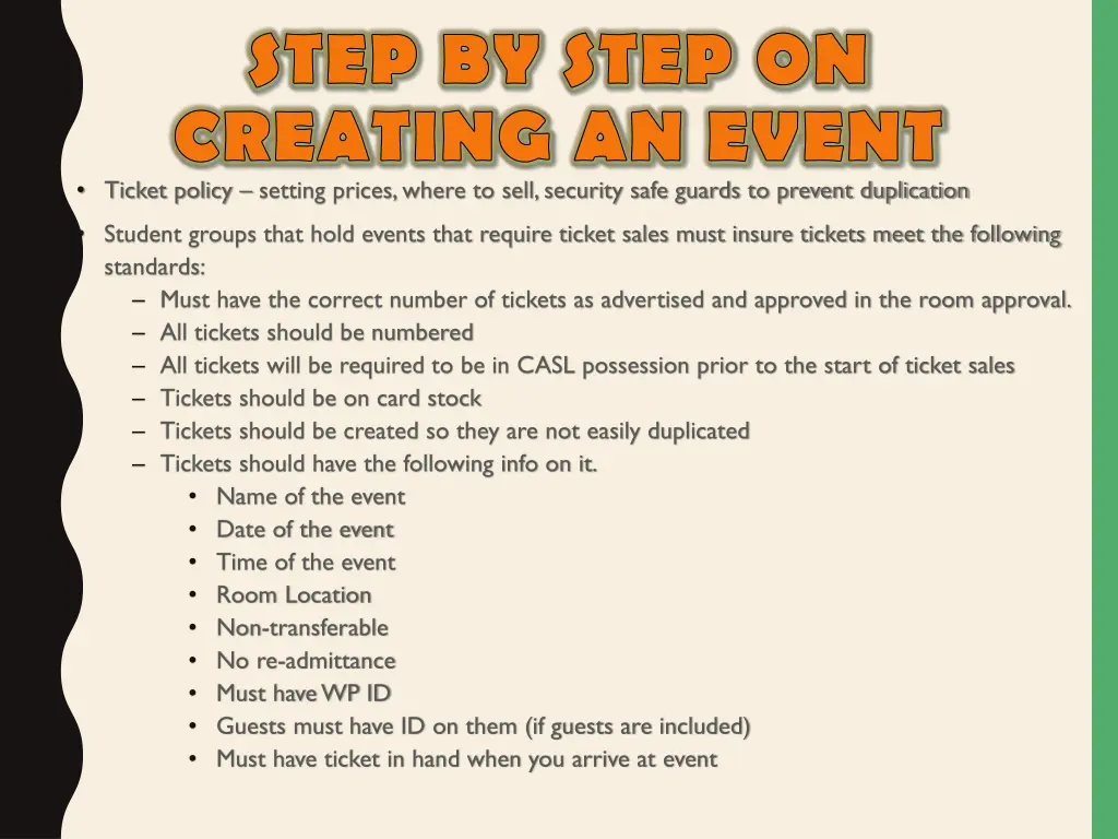 step by step on creating an event ticket policy