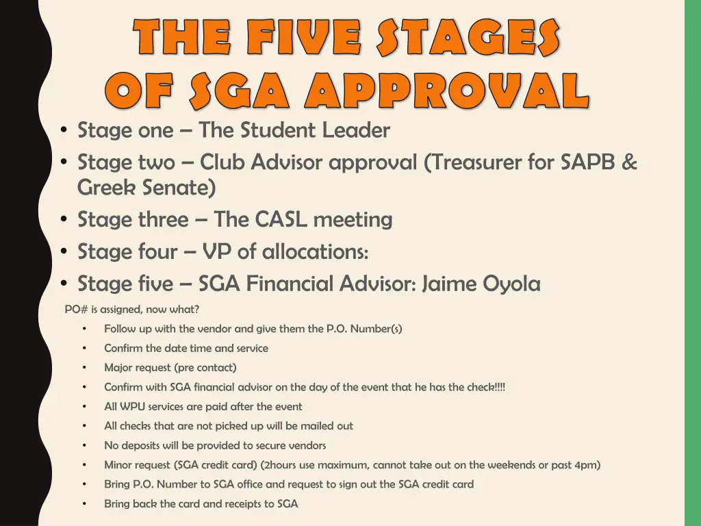 the five stages of sga approval stage