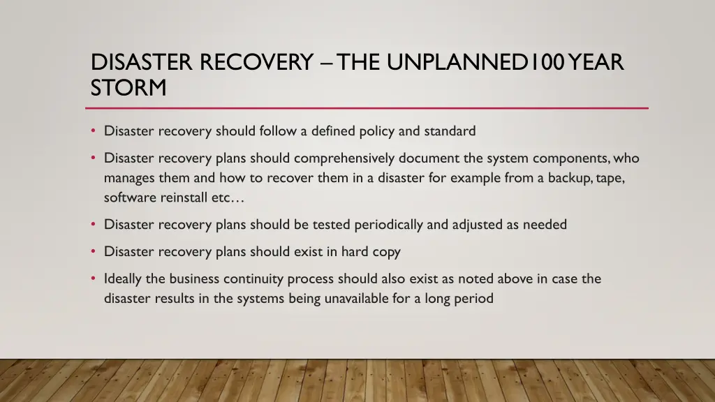 disaster recovery the unplanned100 year storm