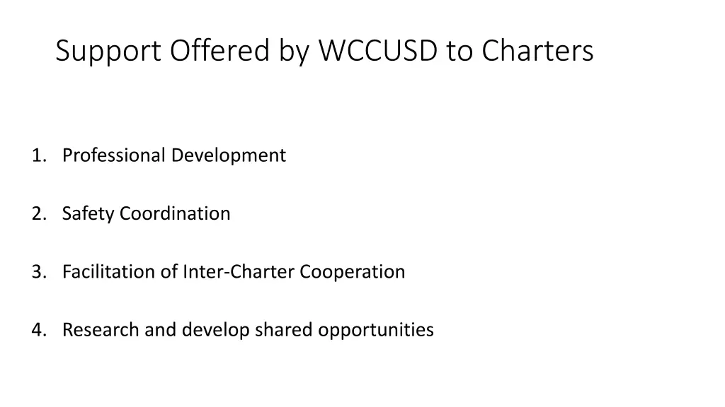 support offered by wccusd to charters