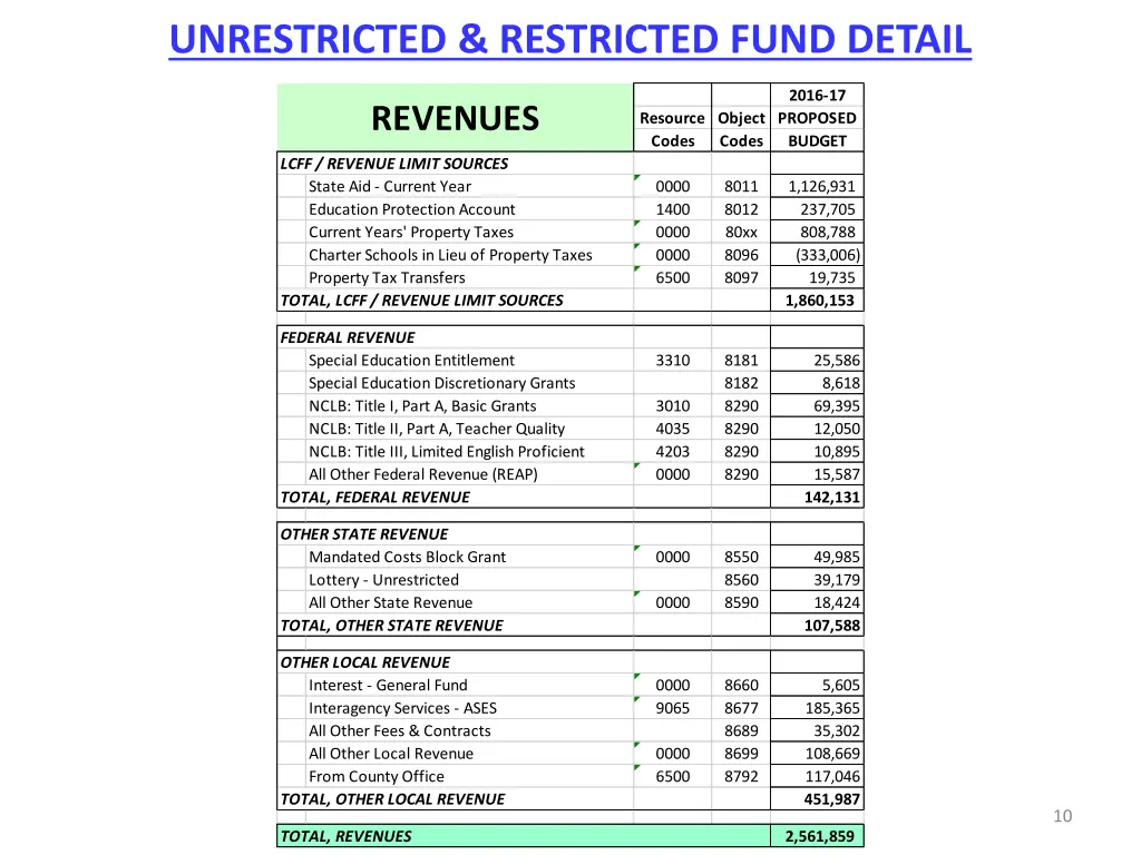 unrestricted restricted fund detail