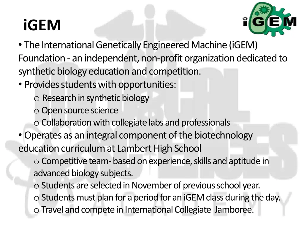 igem the international genetically engineered