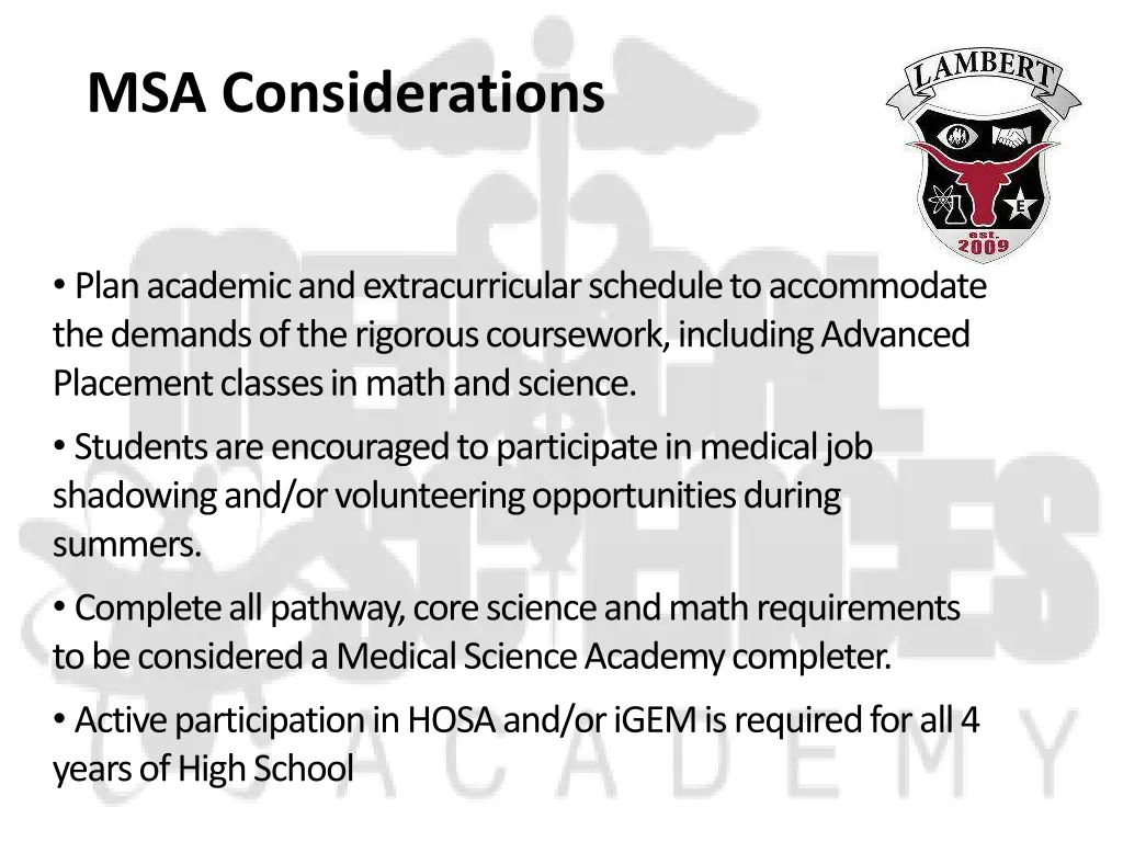 msa considerations