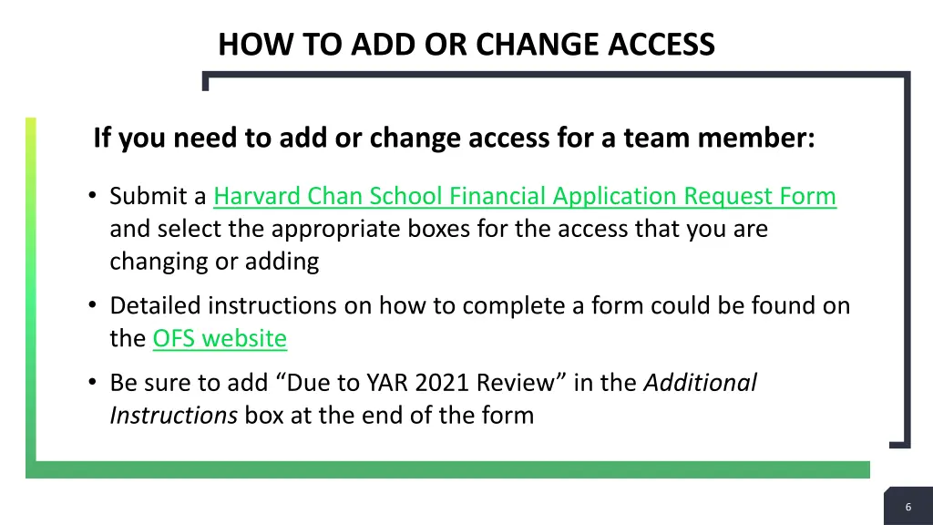 how to add or change access