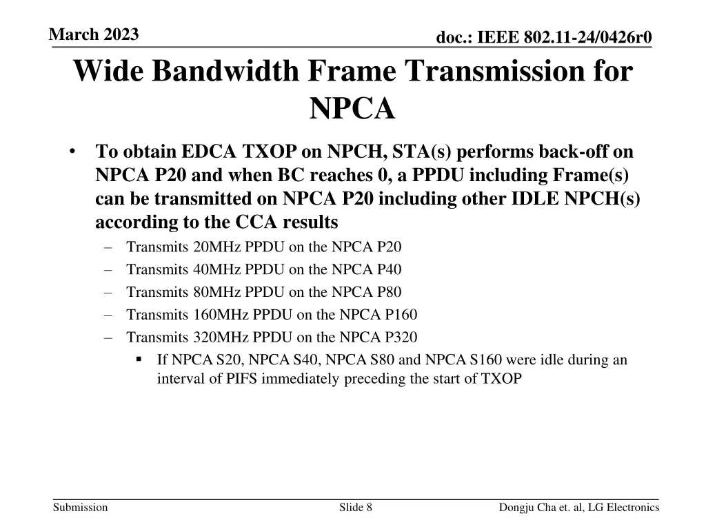 march 2023 wide bandwidth frame transmission