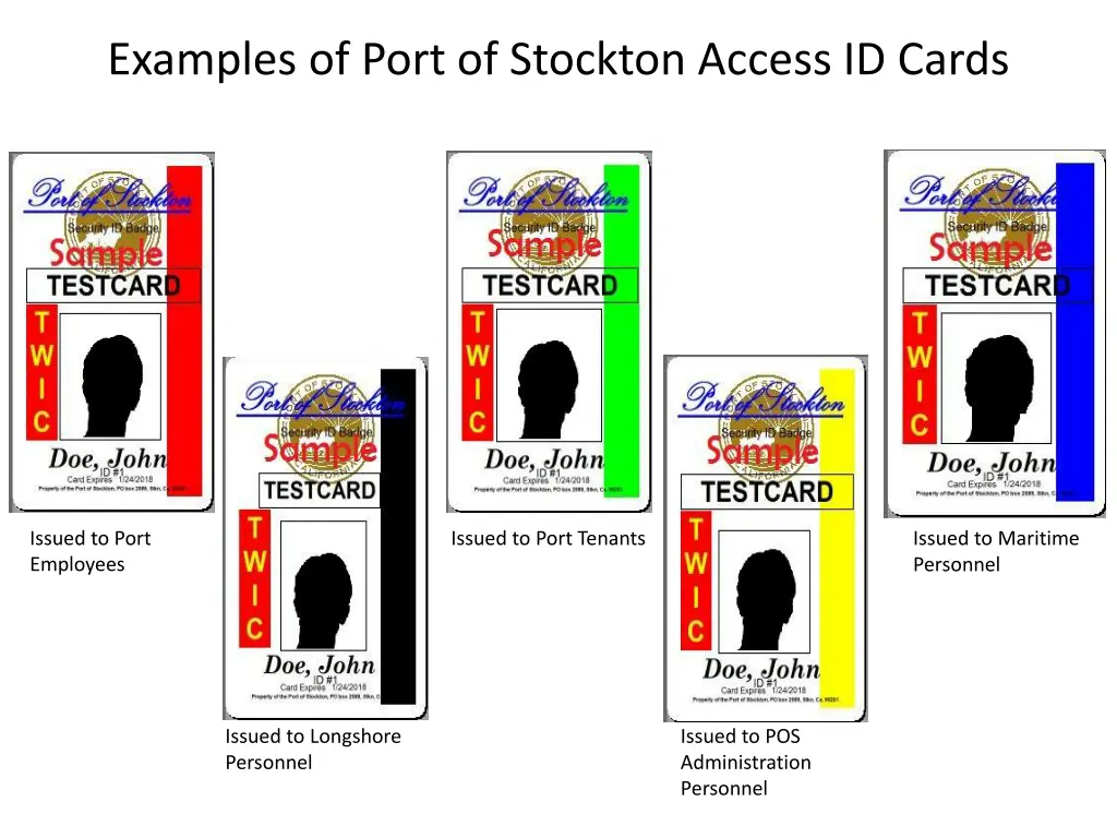 examples of port of stockton access id cards