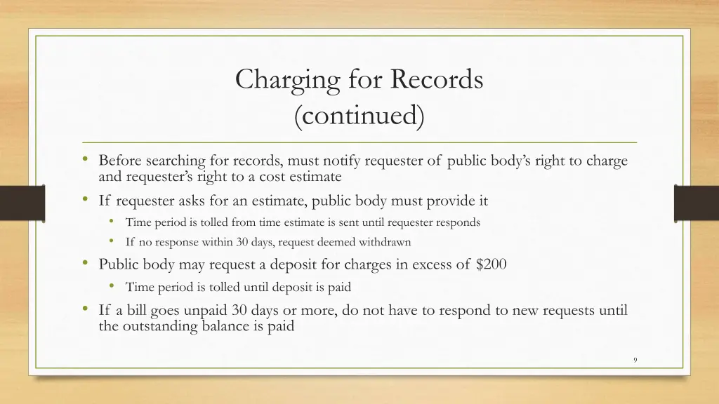 charging for records continued