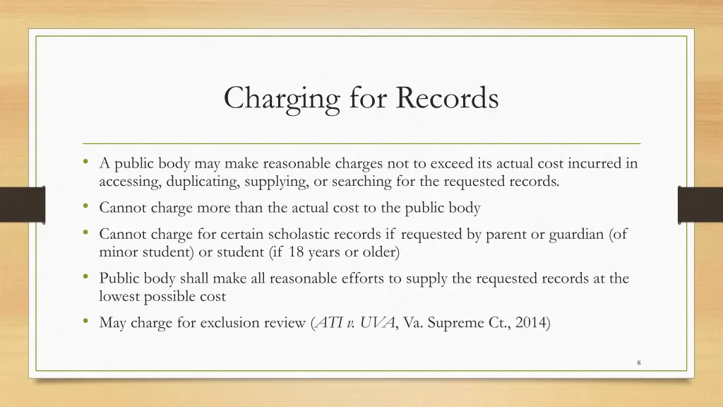 charging for records