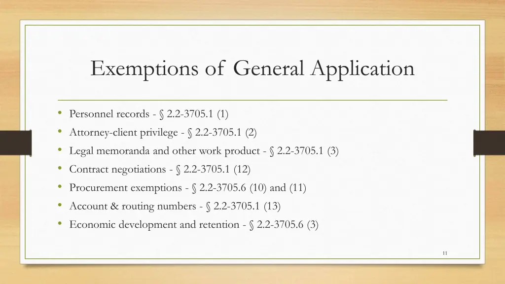 exemptions of general application