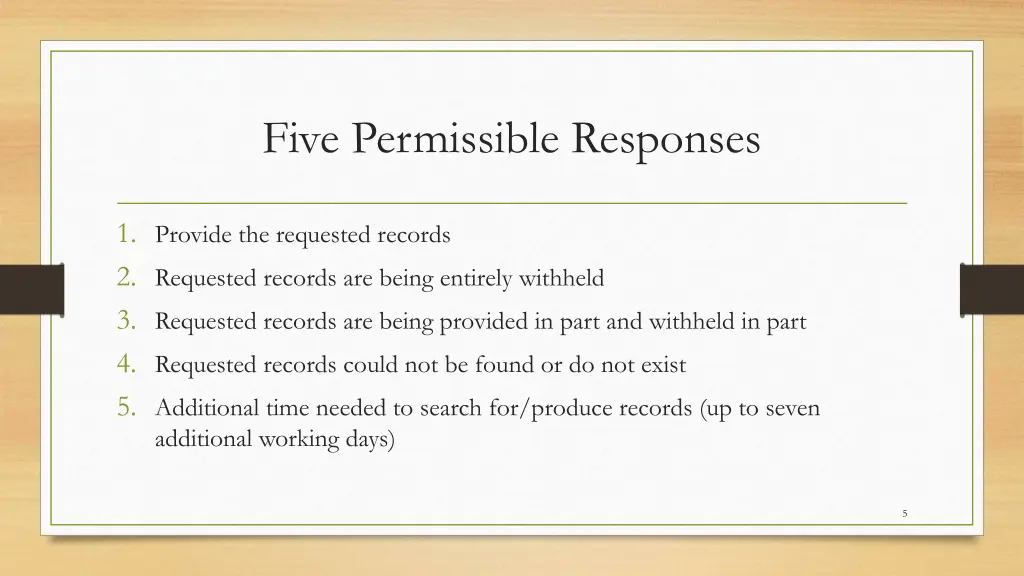 five permissible responses