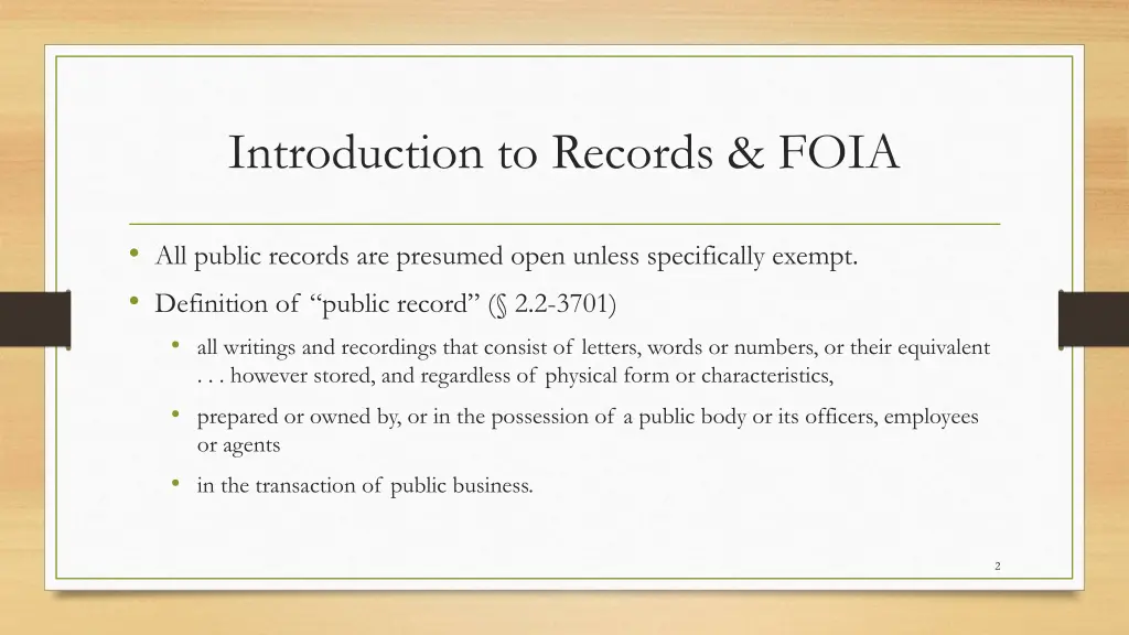 introduction to records foia