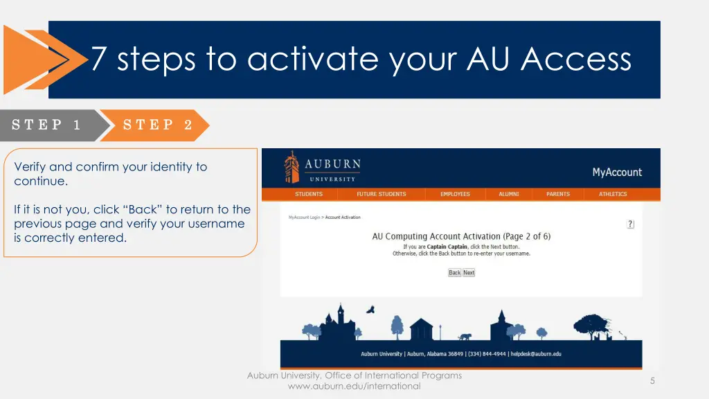 7 steps to activate your au access 1