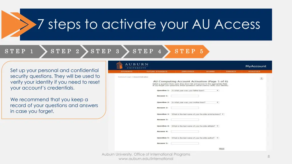 7 steps to activate your au access 4