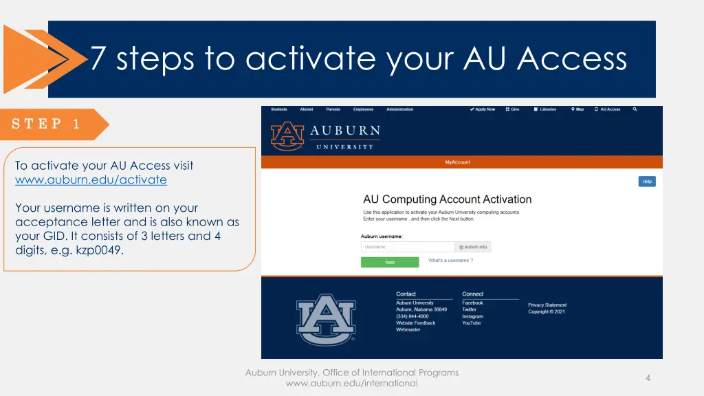 7 steps to activate your au access