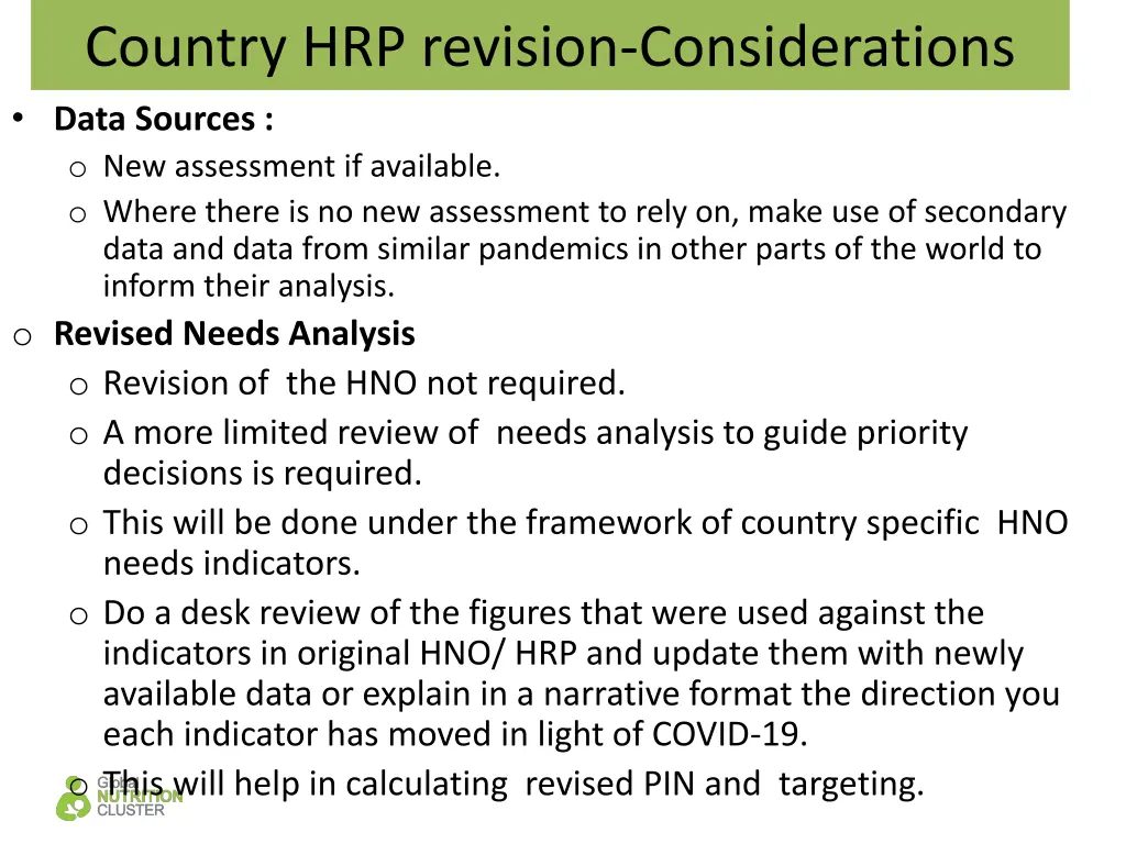 country hrp revision considerations data sources