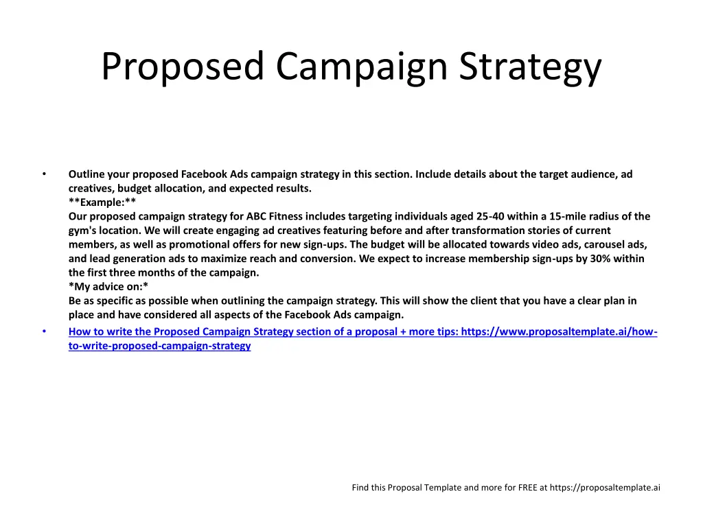 proposed campaign strategy