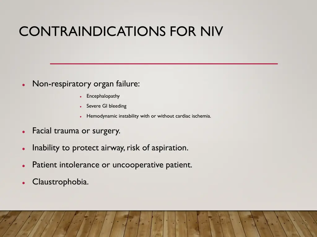 contraindications for niv