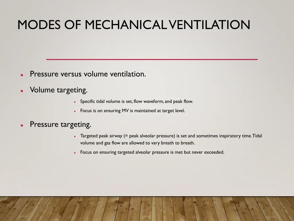 modes of mechanical ventilation