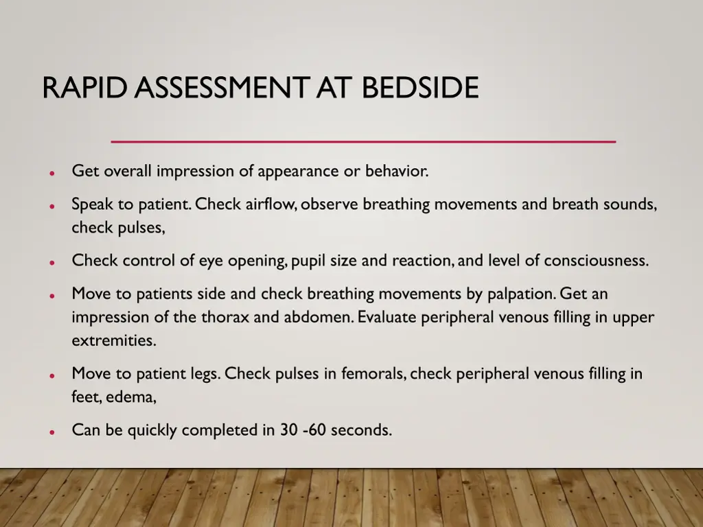 rapid assessment at bedside