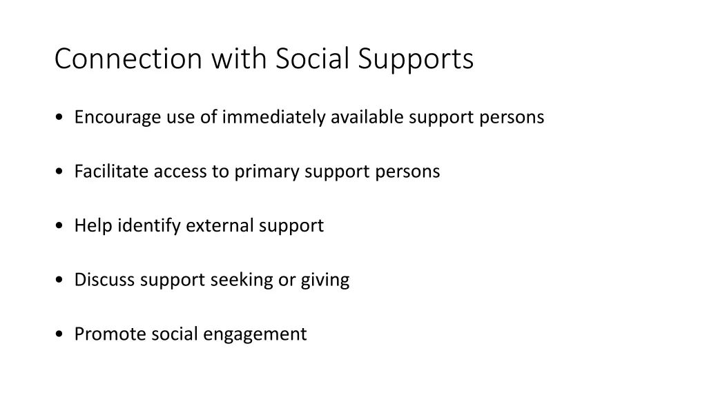 connection with social supports