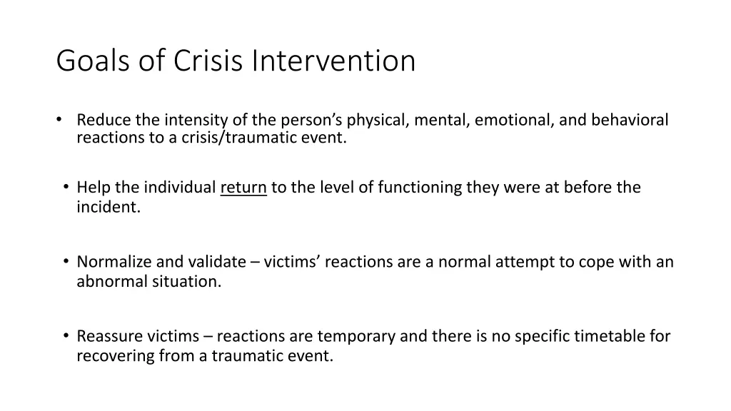 goals of crisis intervention