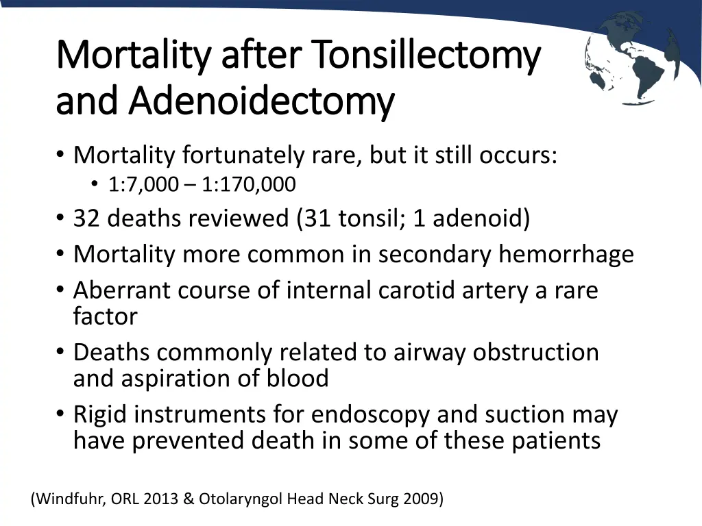 mortality after tonsillectomy mortality after