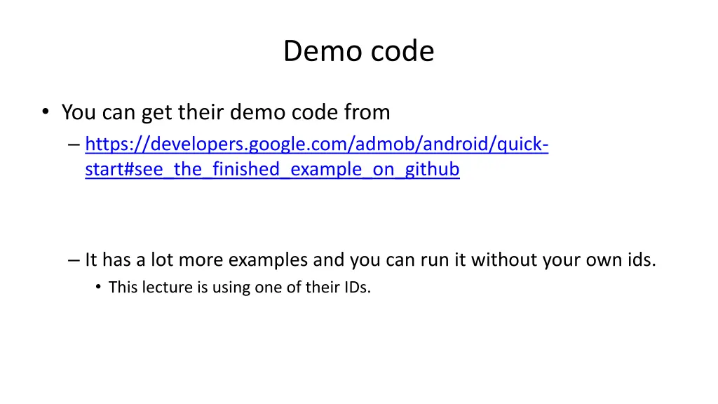 demo code