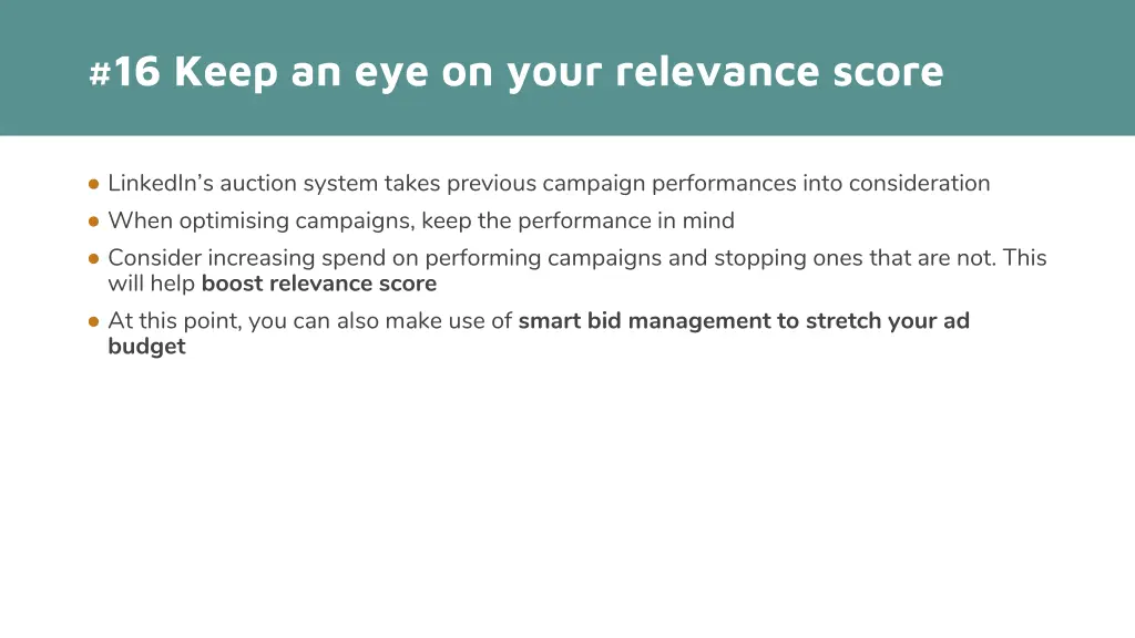 16 keep an eye on your relevance score