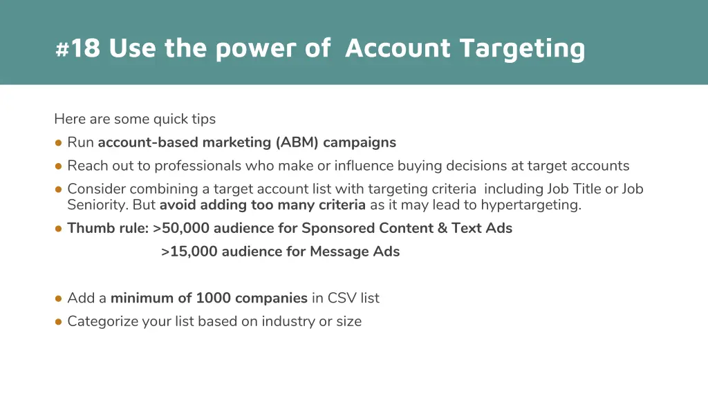 18 use the power of account targeting