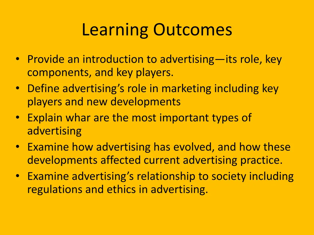 learning outcomes