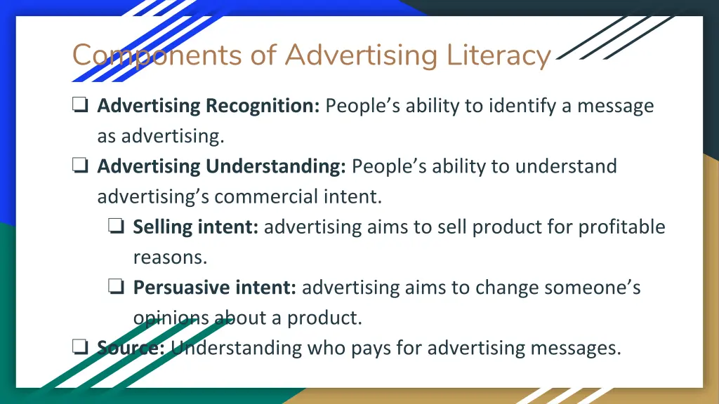 components of advertising literacy