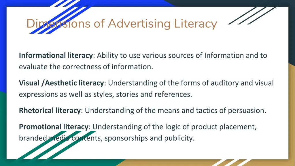 dimensions of advertising literacy