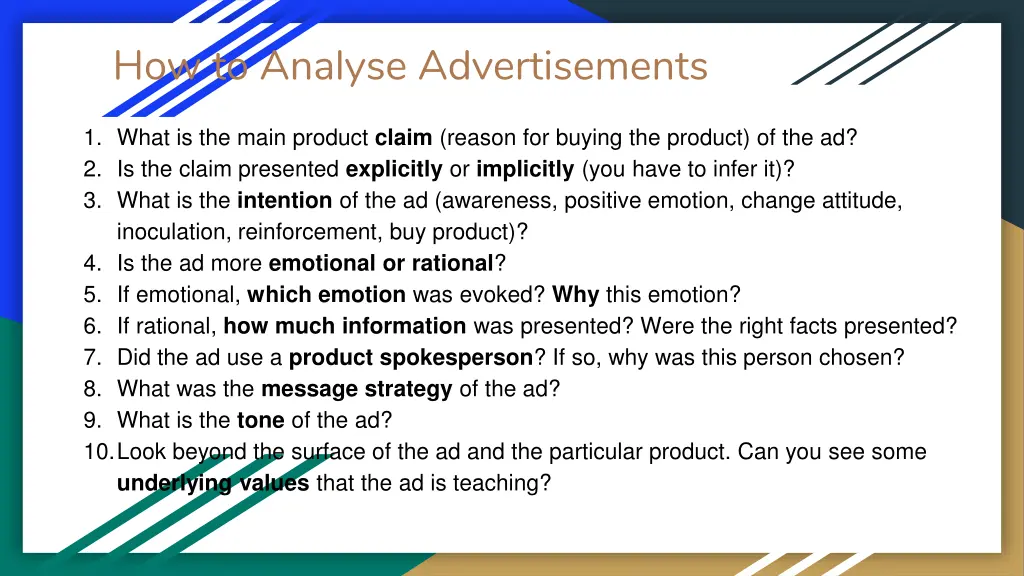 how to analyse advertisements