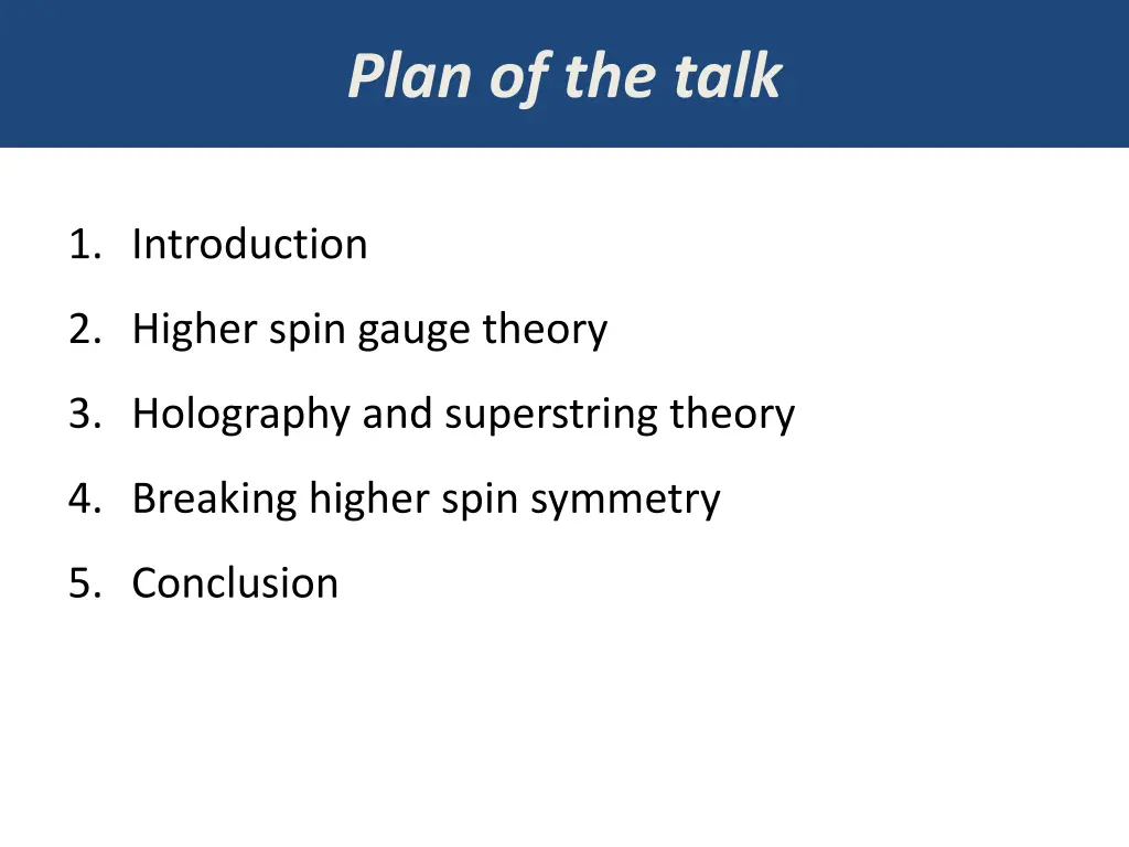 plan of the talk