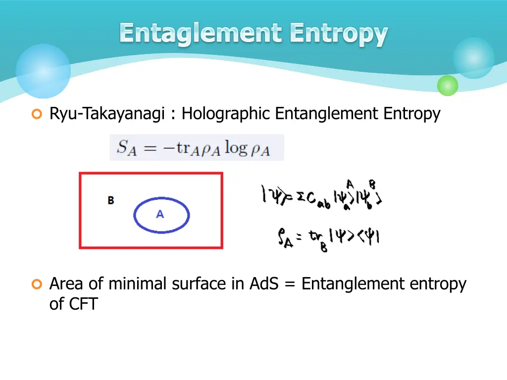 ryu takayanagi holographic entanglement entropy