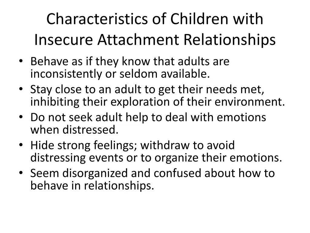 characteristics of children with insecure