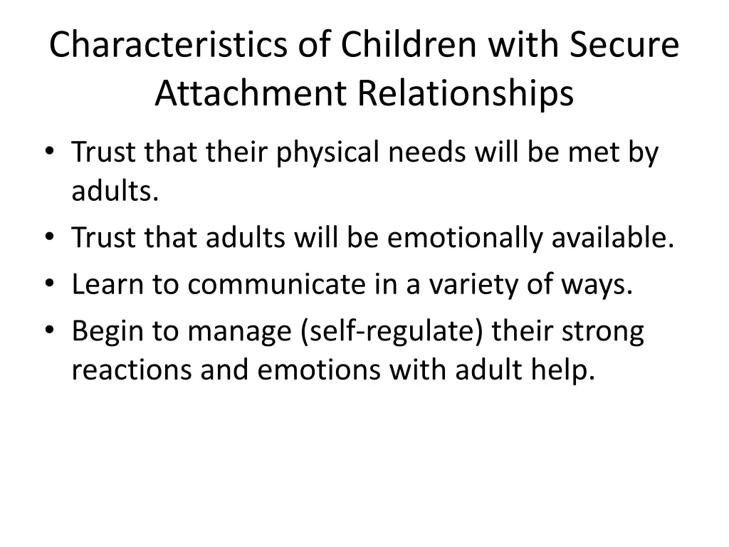 characteristics of children with secure