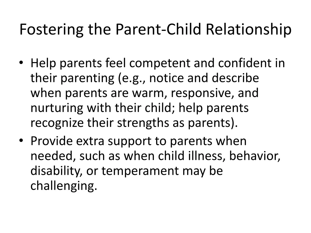 fostering the parent child relationship