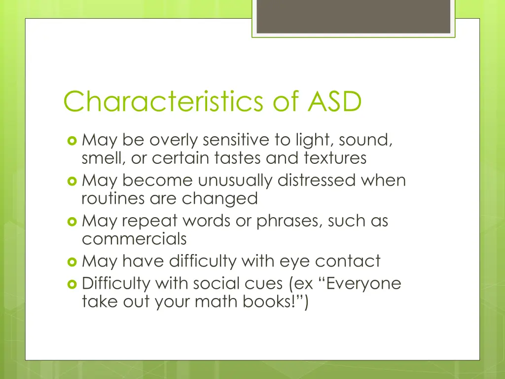 characteristics of asd 1