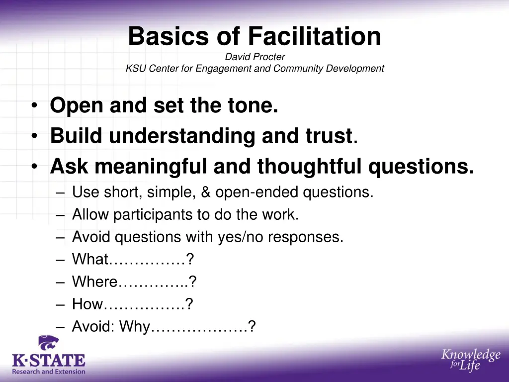 basics of facilitation david procter ksu center