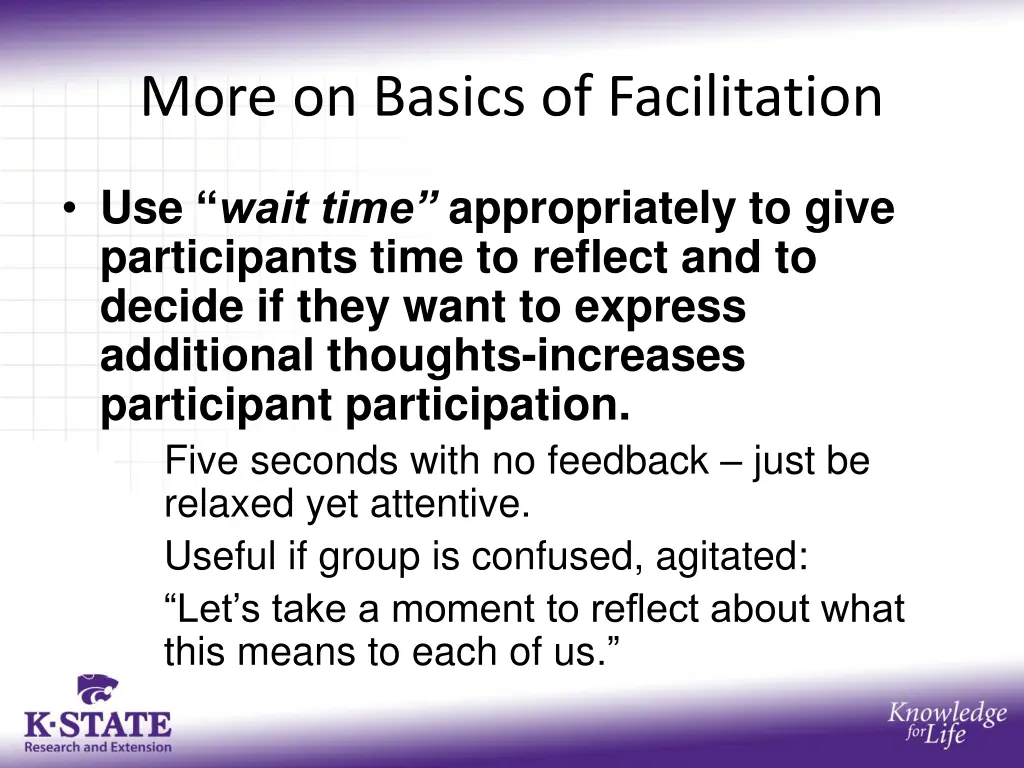 more on basics of facilitation